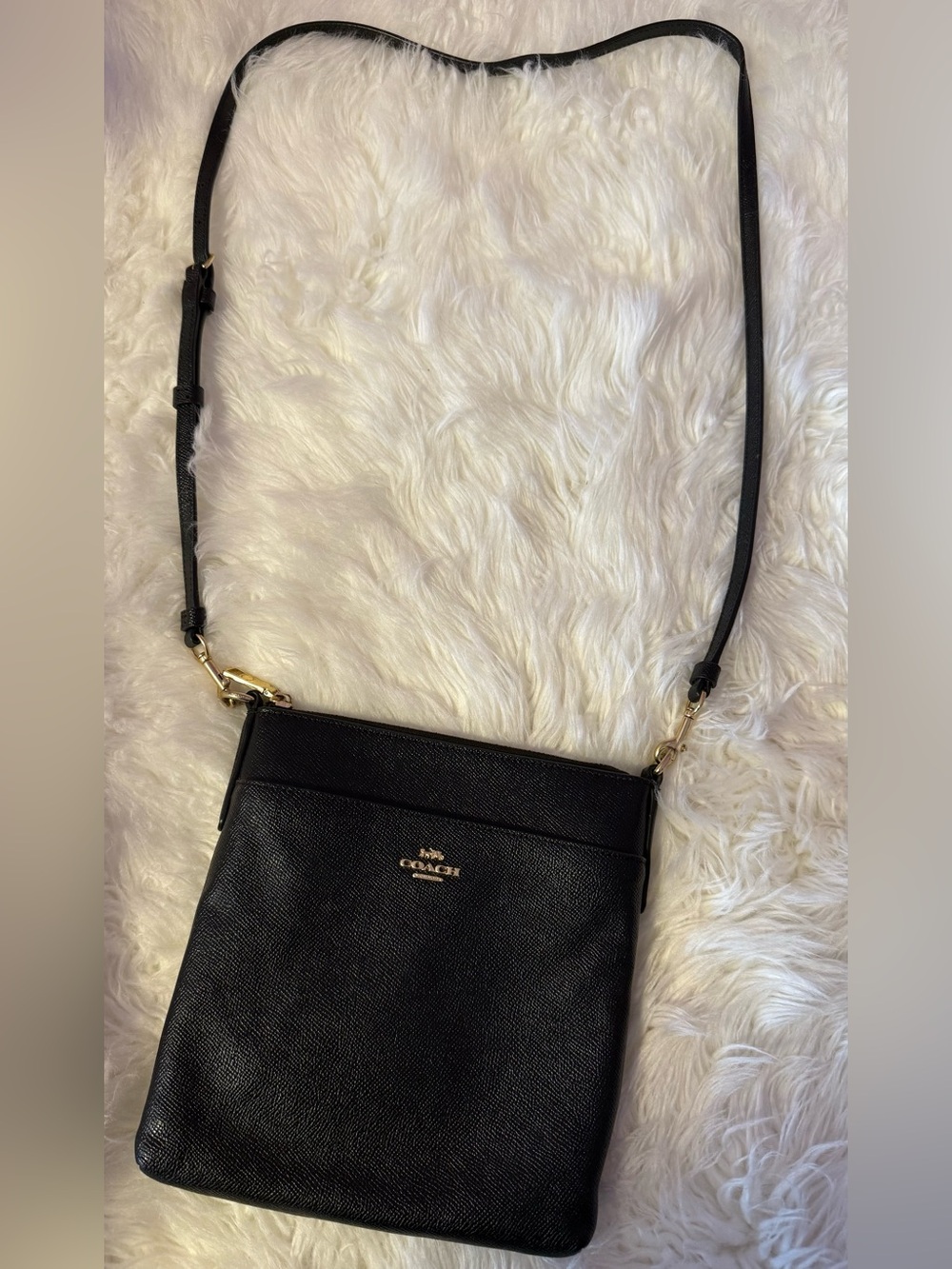 Coach Black Leather Crossbody with Gold Hardware